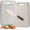 JINYJIA Tagliere da Cucina Bifacciale, Tagliere in Acciaio Inox Alimentare, Tagliere da Cucina Professionale con Scanalatura per il Succo, Copertura in Silicone Antiscivolo