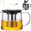 Behogan Caraffa in vetro da 1,5 l con setaccio: teiera con colino, teiera in vetro, teiera, vetro borosilicato, servizio da tè, protezione contro il surriscaldamento per tè verde nero, tè alla frutta, tè