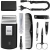 Wahl Travel Shaver Kit, ricaricabile, lamina flessibile, include spazzolino da denti, lima per unghie, forbici per unghie, pinzette, pettine, perfetto per i viaggi, piccolo, custodia da viaggio
