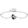ONEFINITY Flamingo Elefante Gatto Cavallo Pinguino Colibrì Bracciale Per Donna Argento Sterling 925 Bracciale Gioielli Regalo, 24 cm, Argento sterling, Cristallo