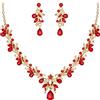 Clearine Set di bigiotteria per Prom Party Goccia Foglia Strass Cristalli Collana e Orecchini Pendenti Rosso Oro-Fondo