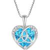 YL Collana Nodo Celtico Cuore in argento 925 con Pera Ciondolo da Donna Mamma in pietra portafortuna di marzo acquamarina