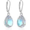 EUDORA Harmony Ball Orecchini con Pietra di Luna in Argento Sterling S925 per Donna, Orecchini a Goccia con Albero della Vita Orecchini Pendenti con Pietra di Luna per Mamma Moglie