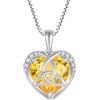 YL Collana Nodo Celtico Cuore in argento 925 con Pera Ciondolo da Donna Mamma con pietra portafortuna gialla di novembre Citrino