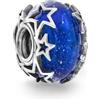 PANDORA Ciondolo Moments in argento Sterling con galassia glitterata in vetro di Murano blu