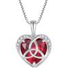 YL Collana Nodo Celtico Cuore in argento 925 con Pera Ciondolo rubino in pietra di nascita di luglio per Donna Mamma