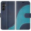 BoxTii Cover per Samsung Galaxy S24 Fe, Custodia in PU Pelle Portafoglio, Magnetica Flip Cover a Libro con Slot per Schede per Galaxy S24 Fe, Blu