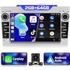 Podofo Autoradio 2G+64G per Opel Astra Antara Vectra Corsa Zafira Meriva Vivaro Combo con Carplay Android Auto,Autoradio da 7 con Navigazione GPS,Bluetooth,WiFi+Telecamera per la retromarcia, Argento