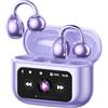 ZOMBIES CAT Auricolari Open Ear Clip-on con Schermo Touch Intelligente - Cuffie Bluetooth 5.4, Audio HiFi, Controllo Musicale & Volume, Auricolari Bluetooth per Sport,M100 Viola