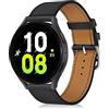 LanQii 20mm Cinturini in Pelle Compatibile con Samsung Galaxy Watch FE/Watch 7/6/5/4(40mm 44mm)/Watch 6 Classic 43mm 47mm, Cinturino Vera pelle per Galaxy Watch 7/6/5/4/Watch FE/Watch 5 Pro - Nero