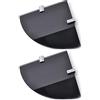 BSM Marketing Mensola angolare con supporti in finitura cromata, per bagno, camera da letto, cucina, ufficio, nera o bianca, in vetro temperato, 180 mm, spesso 6 mm (2, nero)