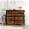 Niwugady Cassettiera con cassetti, con 10 cassetti in tessuto, per ufficio, corridoio, soggiorno, camera da letto, comò, 99 x 30 x 89 cm, stile vintage