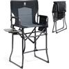 EVER ADVANCED Sedia regista alta 78cm, pieghevole, 160kg | Sedia trucco pieghevole con tavolino laterale e tasca, per truccatore, sport, bar, nero