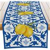 Banlai Runner da tavolo decorativo a quadri blu italiani per sala da pranzo, cucina, cassettiera, festa, festa, regalo di inaugurazione della casa, per donna, coppia, nuova casa, 33 x 183 cm