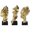 aboxoo 3 statue pensatrici Silence is Gold, statuetta astratta con scritta No Hear No See No Speak, sculture moderne in resina, oggetti decorativi per stanze creative, casa, ufficio, studio (oro)