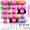 Sekafris Confezione da 15 gomitoli di filato di cotone grosso per principianti, nero, bianco, arancione, rosso, verde, rosa, giallo, con punti facili da vedere, per principianti (15 x 50 g)