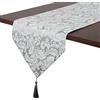 EHouseHome Runner da tavola in jacquard damascato reversibile grigio argento con nappe, 33 x 183 cm, resistente alle pieghe e all'acqua, a prova di fuoriuscite, decorativo per sala da pranzo e