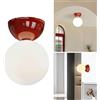 XIRYTU-H Nordico Lampada da Soffitto Vetro Applique da Parete Moderna, G9 Struttura in Metallo con Globo di Vetro Bianco, Plafoniera Compatta per Camera Bagno Corridoio (Rosso)
