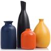 QIANLING Set di 4 vasi in ceramica colorati - vasi piccoli moderni gialli, arancioni, blu per la decorazione della casa, soggiorno, cucina, ufficio, bagno, mantello, ingresso, decorazione della fattoria