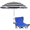 STARRY CITY Ombrellone per sedia con morsetto regolabile, UPF 50+, ombrello a clip, per patio, spiaggia, passeggini, sedie a rotelle, golf cart (strisce)