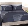 HAPPIDEA Completo Letto Matrimoniale in Raso di Puro Cotone Made in Italy Art. Malika - Blu, 2 Piazze