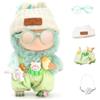 FIDWALL Set di 4 Vestiti per Peluche da 17 cm, Completo con Salopette, Cappello e Occhiali per Figure da Blind Box, Abiti e Accessori per Peluche 17 cm (verde)