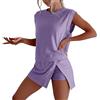 Generic Tuta Corta Ampia da Donna Estivo Chic Completino 2 Pezzi Canotta e Pantaloncini Completi Due Leggeri Leggera Comodi Tute Estivi Leggero Morbida Set per Jogging Fitness Casa Yoga