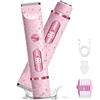 XkuiHF Rasoio Elettrico Donna, 2 in 1 Rasoio Donna Inguine,Rasoio Elettrico Corpo Donna, nna Viso Bikini Corpo Tagliapeli corporeo per donna Epilatore per zona Bikini-Trimmer Impermeabile (Rosa)