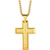 Richsteel Collana Croce Uomo Ciondolo Croce con Scritte Incise Bibbia Collana Uomo Acciaio Placcatura di Alta Qualità Antiallergico Non sbiadisco 55+5 CM