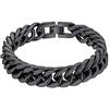 ChainsHouse Braccialetto da Uomo Catena Cubana in Acciaio Inossidabile Pesanti Robusti 8mm 12mm 17mm di Larghezza Bracciale Hip Pop Punk Rapper Confezione Regalo Nero/Oro Placcato Compleanno