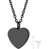 Richsteel Collana Urna Funeraria per Ceneri Placcato Oro/Nero/Acciaio Inossidabile，Collana Donna con Ciondolo Cuore Memoriale per Famiglia Animale Domestico con Kit di Riempimento