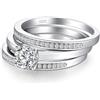 jiamiaoi Anello da donna in argento 925 placcato oro bianco 18 carati, solitario con diamante e zircone cubico, perfetto per San Valentino, Natale e Festa della Mamma