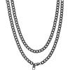 Bandmax Collana Uomo Catena Cubana, 4 mm Nero Collana Maglia Cubana Uomo, 56 cm Catenina Collana Uomo Acciaio, Catene Uomo Collane Chain Hip Hop Rapper