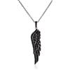 namana Collana Donna Argento con Ciondolo a Forma di Ali d'Angelo, Collana Nera con Pietre di Spinello Nero, Collana Argento 925 Donna con Ciondolo a Forma di Ala d'Angelo Nera