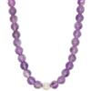 BERGERLIN Collana di Ametista vera - Collana di perle con perla in argento sterling 925 - Vera collana di Ametista taglia M-L
