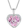 YL Collana Nodo Celtico Cuore in argento 925 con Pera Ciondolo da Donna Mamma con pietra portafortuna di ottobre rosa Zirconia Cubicaa Cubica
