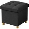 BRIAN & DANY Pouf Contenitore, Puff Poggiapiedi Pieghevole, Sgabello Quadrato Contenitore Per Soggiorno, Camera Da Letto, Camerino, Nero, 38 X 38 X 38 cm