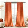 Roslynwood Tende in velluto rosso arancione per soggiorno, morbide e lussuose tende termiche, con tasca per asta, set di 2 pannelli, larghezza 132 cm x lunghezza 96 cm