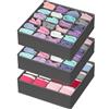 Simple Houseware Organizzatore per cassetti dell'Armadio per Vestiti, Calzini e Biancheria Intima, Confezione da 3, Grigio Scuro