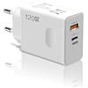 Generico Caricatore Rapido da Muro 120W USB-C e USB-A Multiplo, Power Delivery 67W + Quick Charge 67W, Spina Europea, Adattatore per Laptop, Smartphone e Tablet iPhone Samsung - Bianco
