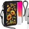 Pwsap Girasole Custodia in Neoprene per Smartphone, Universali Astuccio Portacellulare a Sacchetto con Cordino, 7 Custodia per Telefono Borsa Verticale impermeabile for iPhone Samsung,Regalo Donne Ragazze