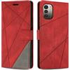 Custodia A Portafoglio In Pelle Rossa Per Nokia G42, Con 3 Slot Per Carte E Supporto Stand, Chiusura Magnetica - 3