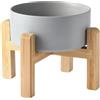 Welloyed Ciotola per cani rialzata in ceramica da 15,2 cm, ciotola per cibo e acqua per cani con supporto in bambù antiscivolo rialzato, lavabile in lavastoviglie e adatta al microonde, anti vomito,