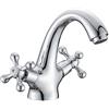 XIFIRY Rubinetto monoblocco tradizionale in stile vittoriano, miscelatore vintage per lavabo bagno, cromato e a doppia manopola a croce