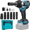LIROPAU Avvitatore a Impulsi Brushless, 1/2 1000Nm Chiave a Urto Elettrica compatibile M-akita 18V, Coppia Elevata Avvitatori a Massa Battente con 6 bussole, Trapano Batteria per Auto e Casa