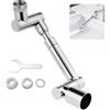 Casbomy Rubinetto girevole a 1440 gradi, rubinetto di prolunga per rubinetto multifunzionale, con 2 adattatori regolabili, prolunga per rubinetto per bagno e cucina