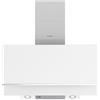 Hyundai Cappa aspirante inclinata 90 cm vetro bianco HCPD900AB. Potenza 253 m3/h, doppio tiro, 4 velocità, controllo tattile, filtro lavabile in lavastoviglie.