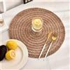 Eurostile Set di tovagliette in canapa tovaglietta americana elegante rotonda inrecciata beige per tavola da pranzo cucina sottopianta sotto macchina caffè centrotavola grande 38x38 cm fatte a mano (4)