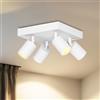 LVWIT Faretti LED da Soffitto Orientabili Bianco,Faretti da Soffitto con 4 Luci in Alluminio GU10,Quadrata Base,Faretto LED Interno Moderna Industriali per Barra, Salotto, Cucina (Senza Lampadina)