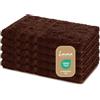 Lavea Set di asciugamani in 100% cotone - Serie Elena - Perfezionare per Hotel & Spa - morbido e resistente - 5 Pezzi 30 x 50 cm - Asciugamano viso piccolo - Caffè Marrone